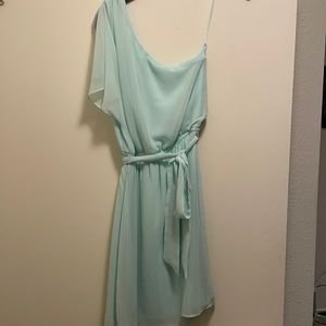 Express mint chiffon one shoulder dress